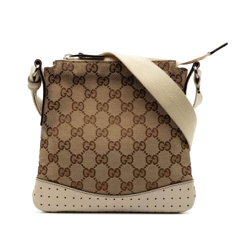 Gucci GG Canvas Perforated Crossbody Brown Canvas Very good condition - Front View
