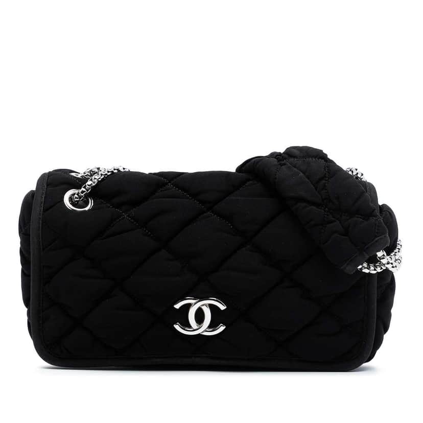 Chanel Small Quilted Nylon Bubble Flap Black Good condition - Front View