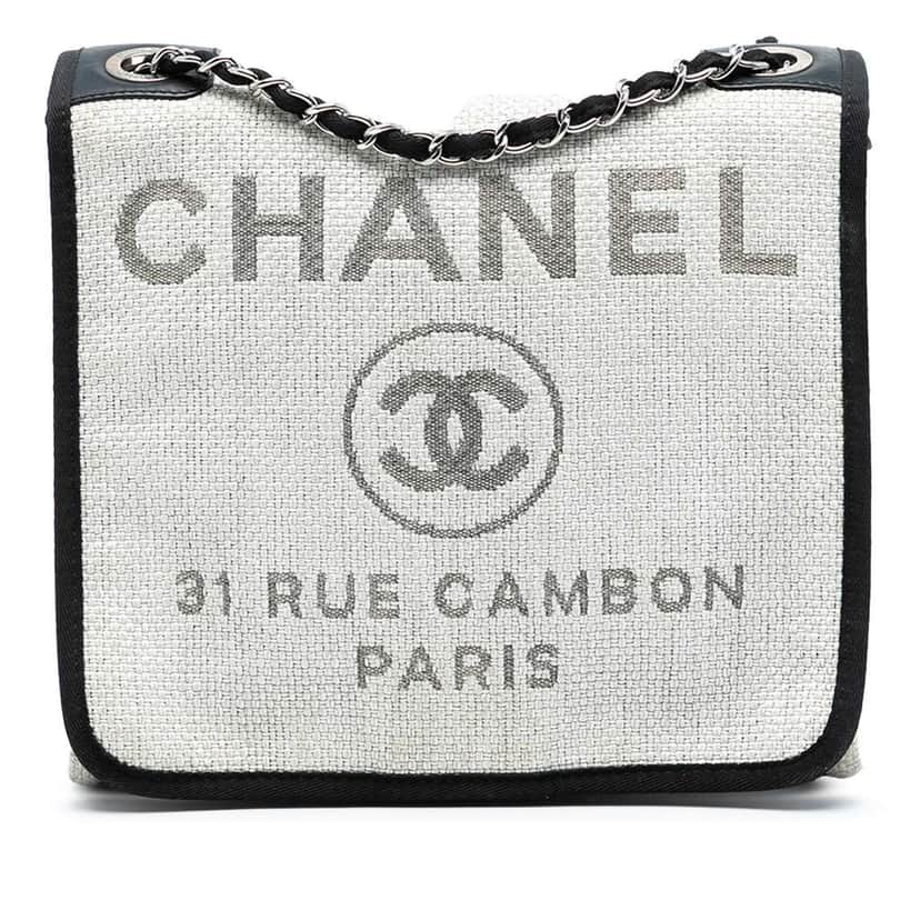 Chanel Small Raffia Deauville Messenger Grey Good condition - Front View