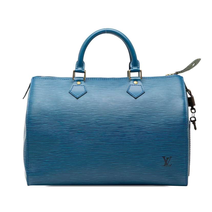 Louis Vuitton Epi Speedy 35 Blue Leather Good condition - Front View