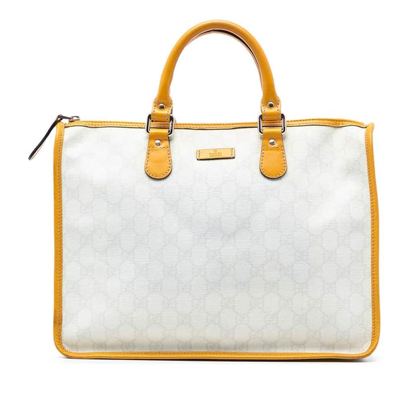 Gucci GG Supreme Satchel White Canvas Very good condition - Front View