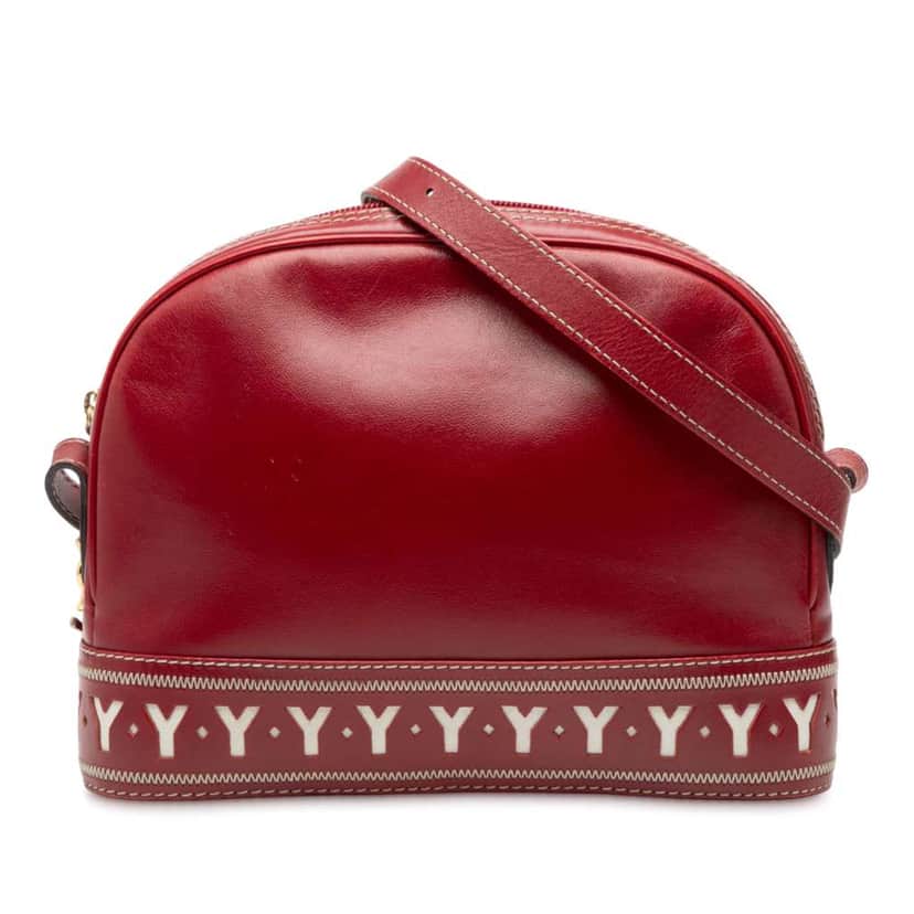 Saint Laurent Leather Dome Shoulder Bag Red Leather Very good condition - Front View