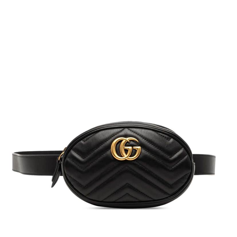 Gucci GG Marmont Matelasse Leather Belt Bag Black Leather Good condition - Front View
