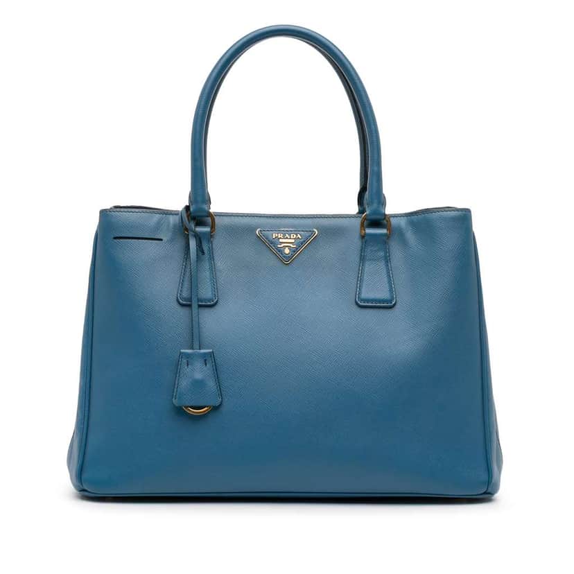 Prada Medium Saffiano Lux Galleria Satchel Blue Leather Good condition - Front View