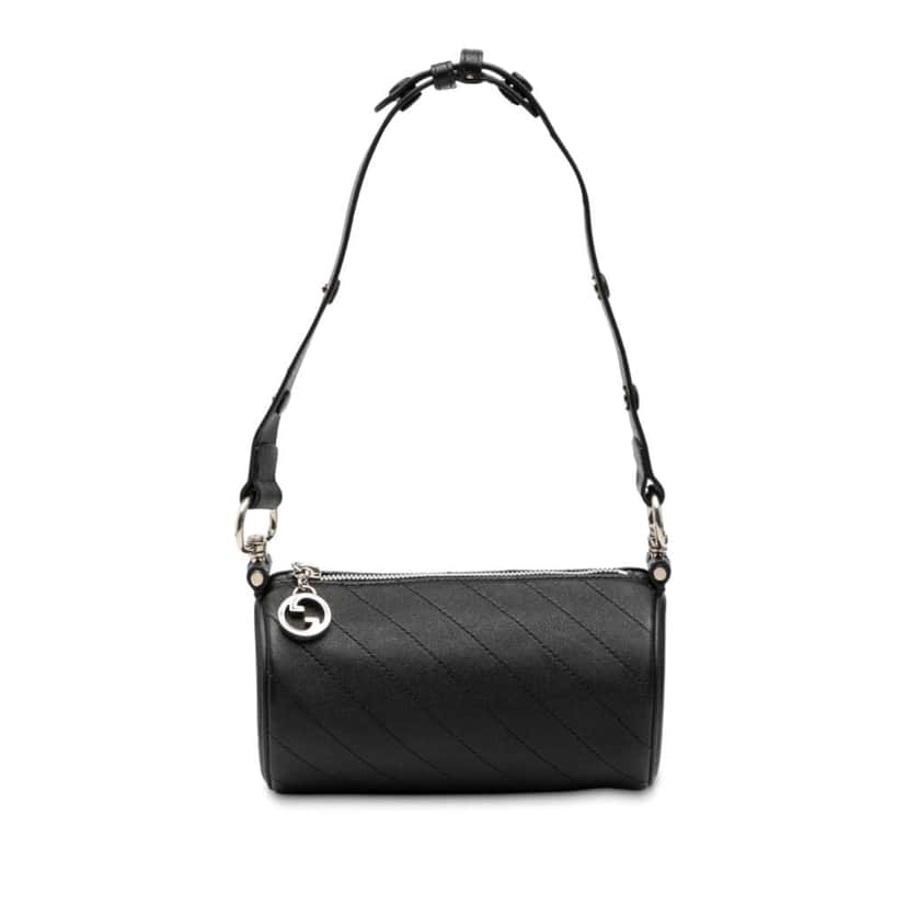 Gucci Mini Leather Blondie Barrel Shoulder Bag Black Leather Very good condition - Front View
