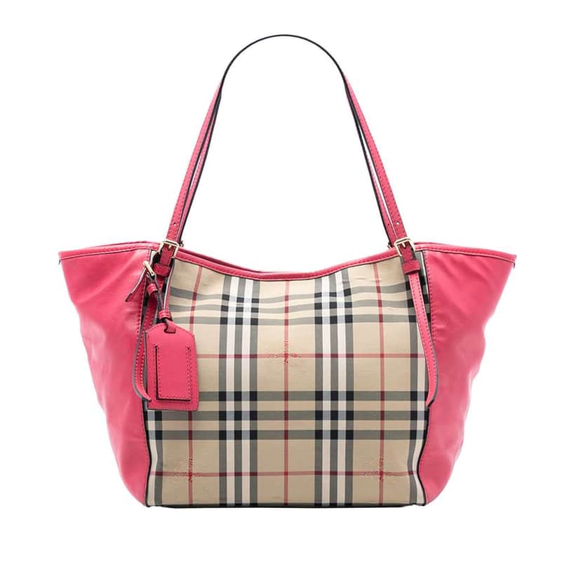 Burberry Small Haymarket Check Canvas and Leather Canterbury Tote Brown Canvas Very good condition - Front View