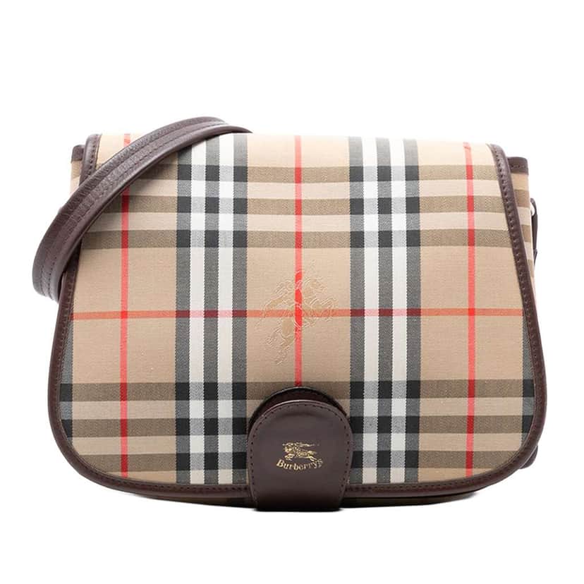 Burberry Haymarket Check Canvas Crossbody Brown Canvas Good condition - Front View