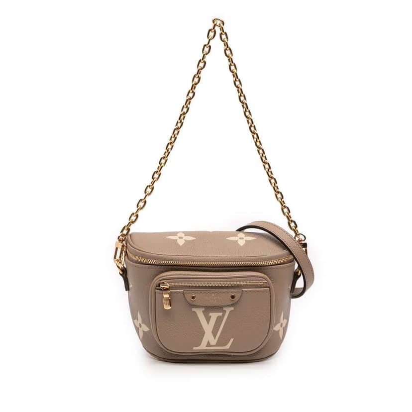 Louis Vuitton Bicolor Monogram Empreinte Giant Mini Bumbag Brown Leather Good condition - Front View