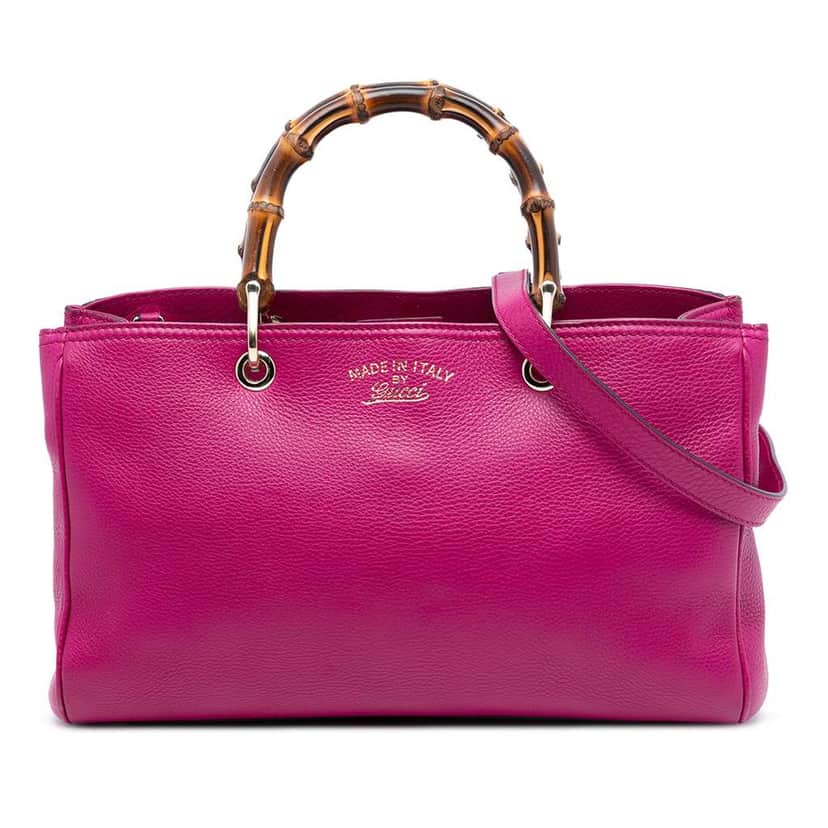 Gucci Medium Calfskin Bamboo Shopper Satchel Pink Leather Good condition - Front View