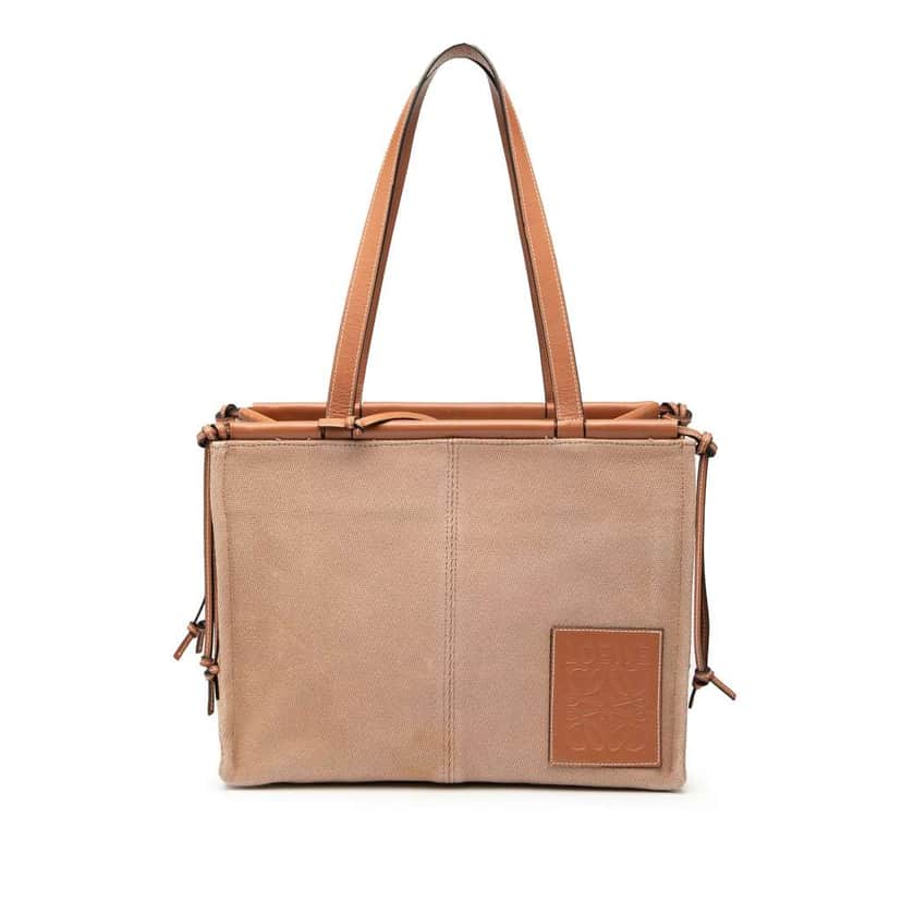 Loewe Small Canvas Cushion Tote Brown Canvas Very good condition - Front View