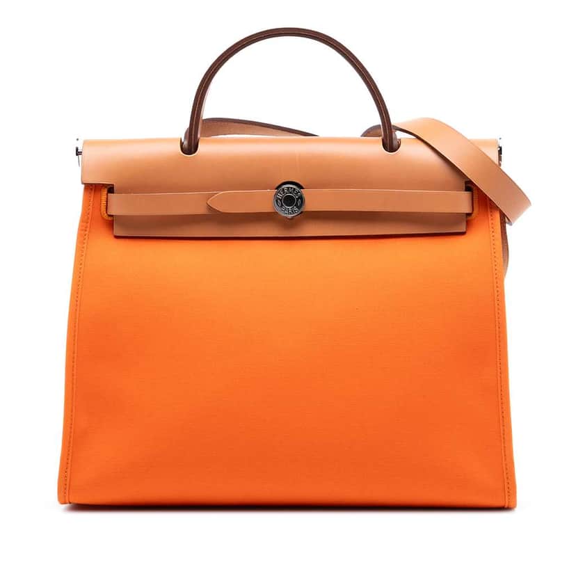 Hermès Toile Herbag Zip 31 Orange Canvas Good condition - Front View