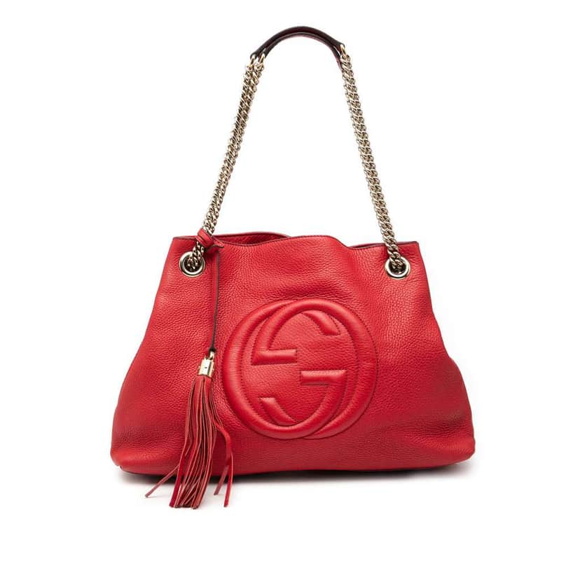 Gucci Medium Leather Soho Chain Tote Red Leather Good condition - Front View