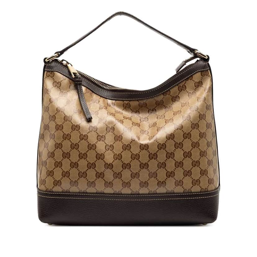 Gucci GG Crystal Shoulder Bag Brown Canvas Good condition - Front View