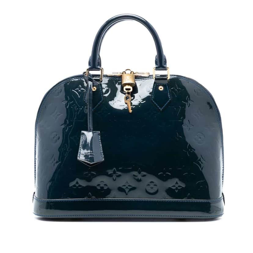 Louis Vuitton Monogram Vernis Alma PM Blue Leather Good condition - Front View
