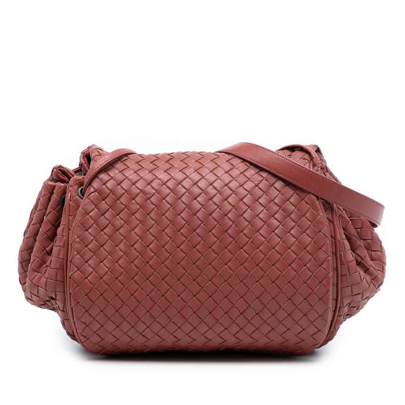 Bottega Veneta Nappa Intrecciato Flap Crossbody Red Leather Good condition - Front View