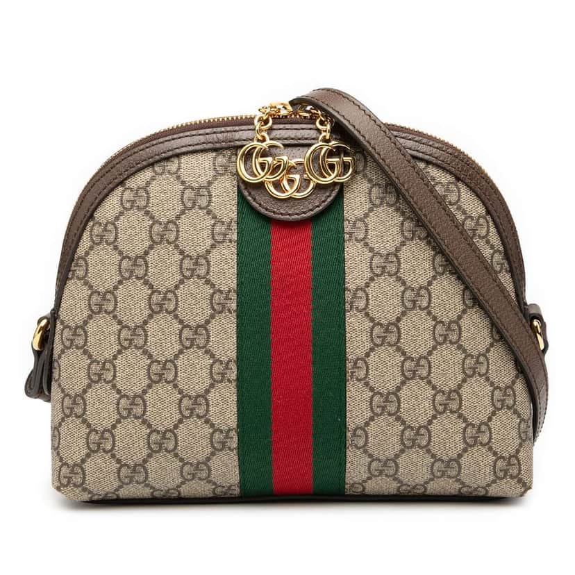 Gucci Small GG Supreme Ophidia Dome Crossbody Brown Canvas Good condition - Front View