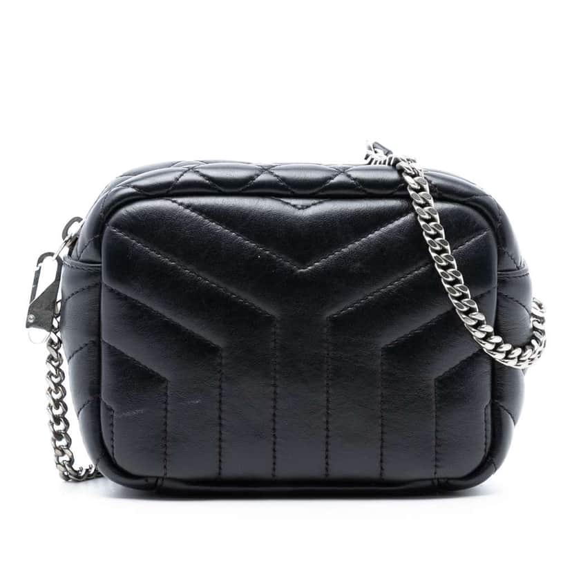 Saint Laurent Small Calfskin Loulou Bowling Bag Black Leather Very good condition - Front View