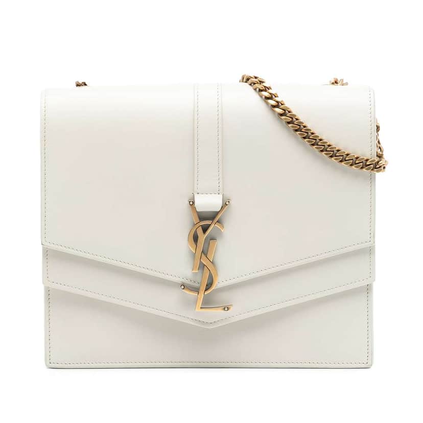 Saint Laurent Medium Leather Monogram Sulpice Crossbody White Leather Good condition - Front View