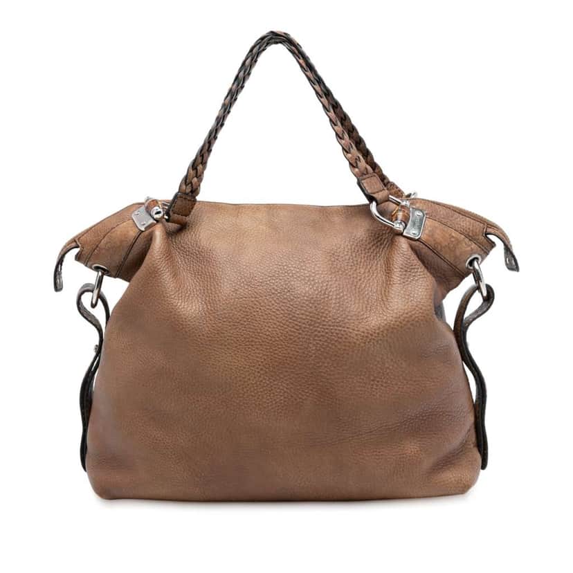 Gucci Large Leather Bamboo Bar Tote Brown Leather Good condition - Front View