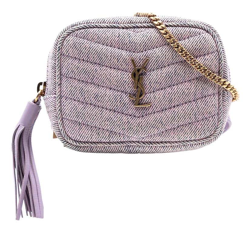 Saint Laurent Baby Matelasse Denim Monogram Lou Camera Bag Purple Denim Very good condition - Front View
