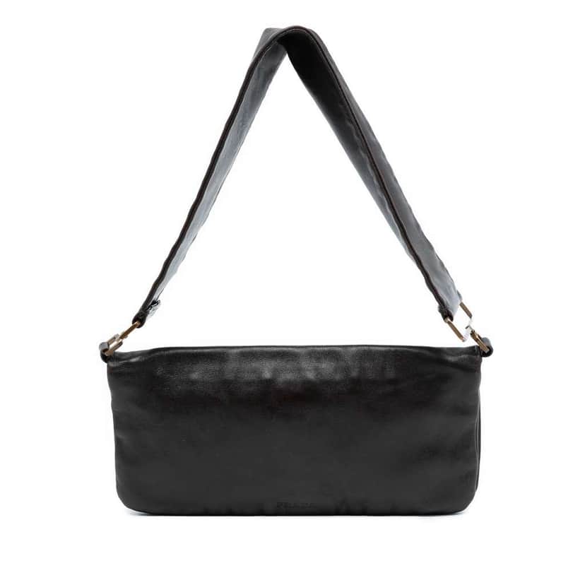 Prada Leather Fold Over Shoulder Bag Brown Leather Very good condition - Front View