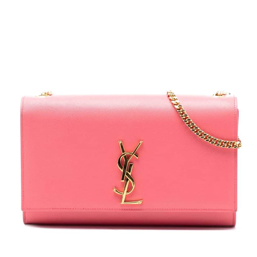 Saint Laurent Medium Grain De Poudre Monogram Kate Crossbody Pink Leather Very good condition - Front View