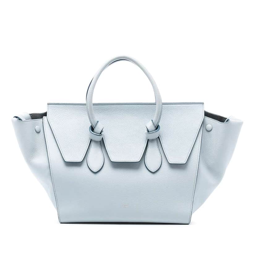 Celine Medium Grained Calfskin Tie Knot Handbag Blue Leather Good condition - Front View