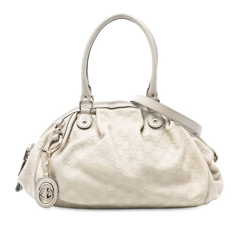 Gucci Guccissima Sukey Satchel White Leather Good condition - Front View