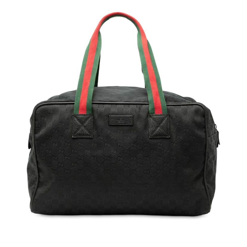 Gucci GG Canvas Web Travel Bag Black Canvas Good condition - Front View
