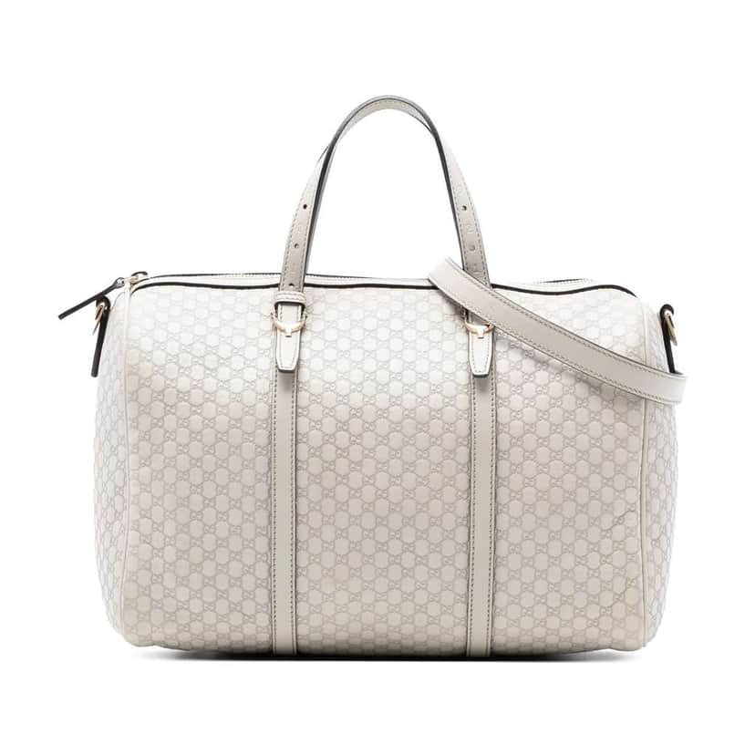 Gucci Microguccissima Nice Boston Bag White Leather Good condition - Front View