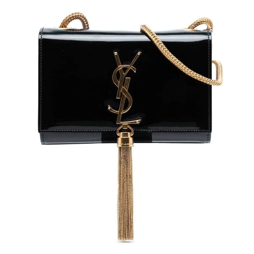 Saint Laurent Small Patent Monogram Kate Tassel Crossbody Black Leather Good condition - Front View
