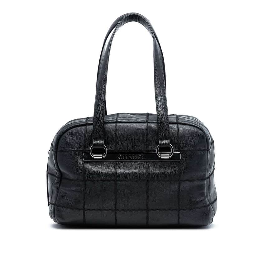 Chanel Choco Bar Caviar LAX Bowler Bag Black Leather Good condition - Front View