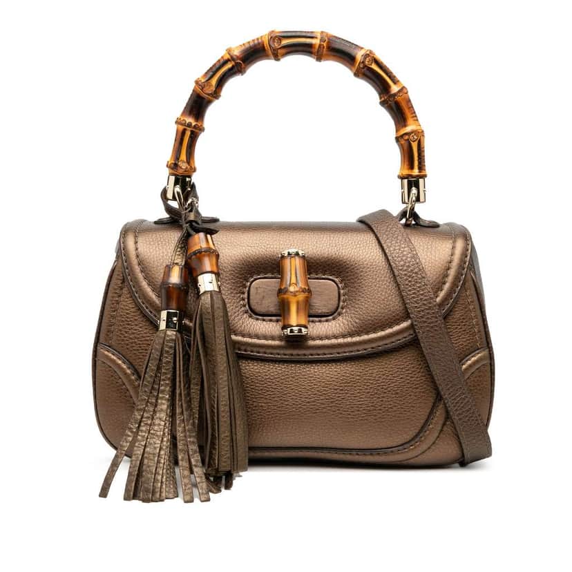 Gucci Medium Leather New Bamboo Satchel Brown Leather Very good condition - Front View
