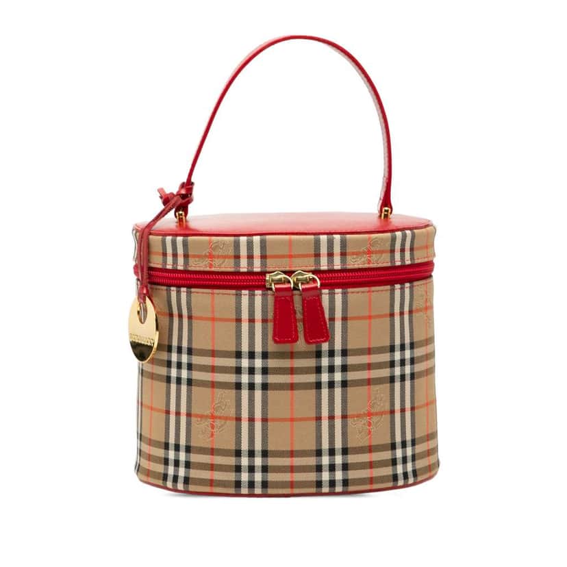 Burberry Haymarket Check Canvas Vanity Bag Brown Canvas Good condition - Front View