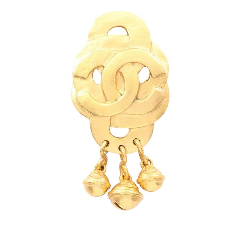 Chanel Gold Plated CC Bell Brooch Gold Metal Good condition - Front View