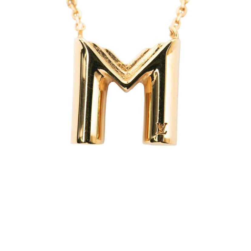 Louis Vuitton Gold Plated LV and Me Letter M Necklace Gold Metal Good condition - Front View