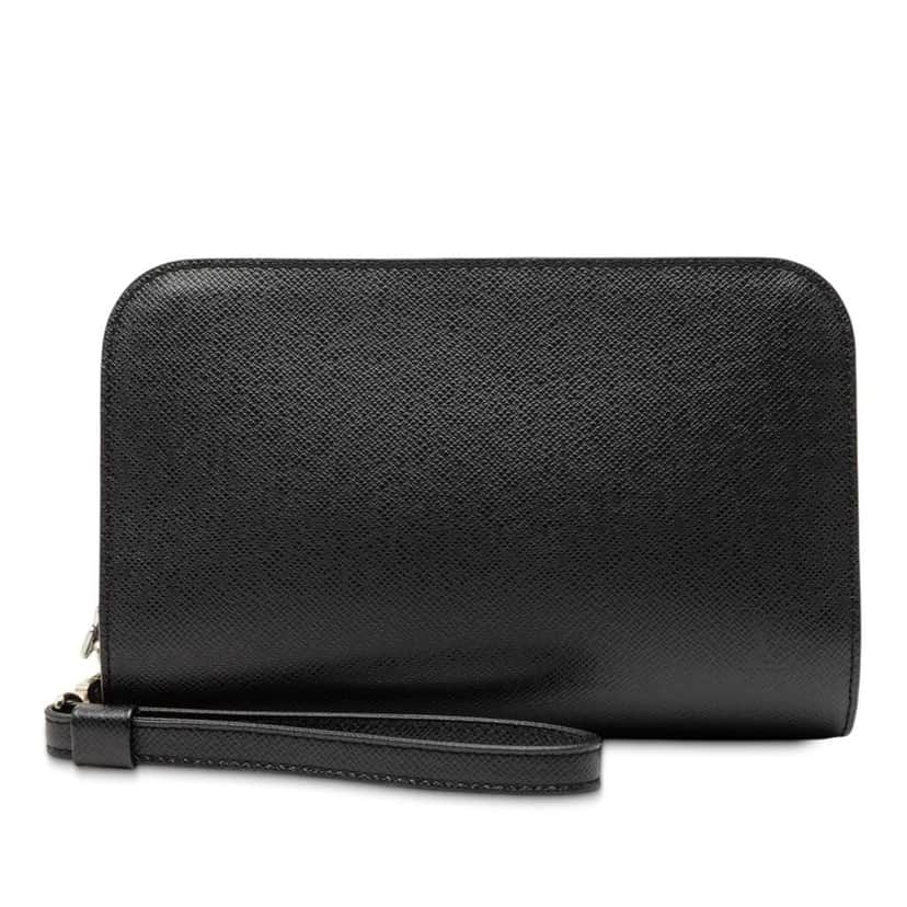 Louis Vuitton Taiga Pochette Baikal Black Leather Good condition - Front View