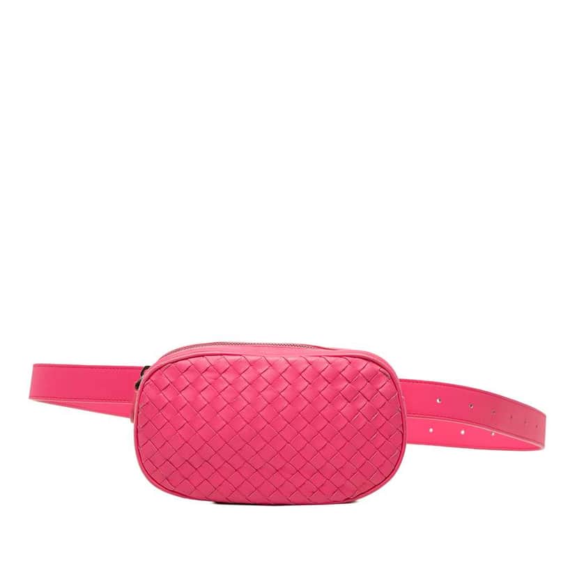 Bottega Veneta Nappa Intrecciato Belt Bag Pink Leather Very good condition - Front View