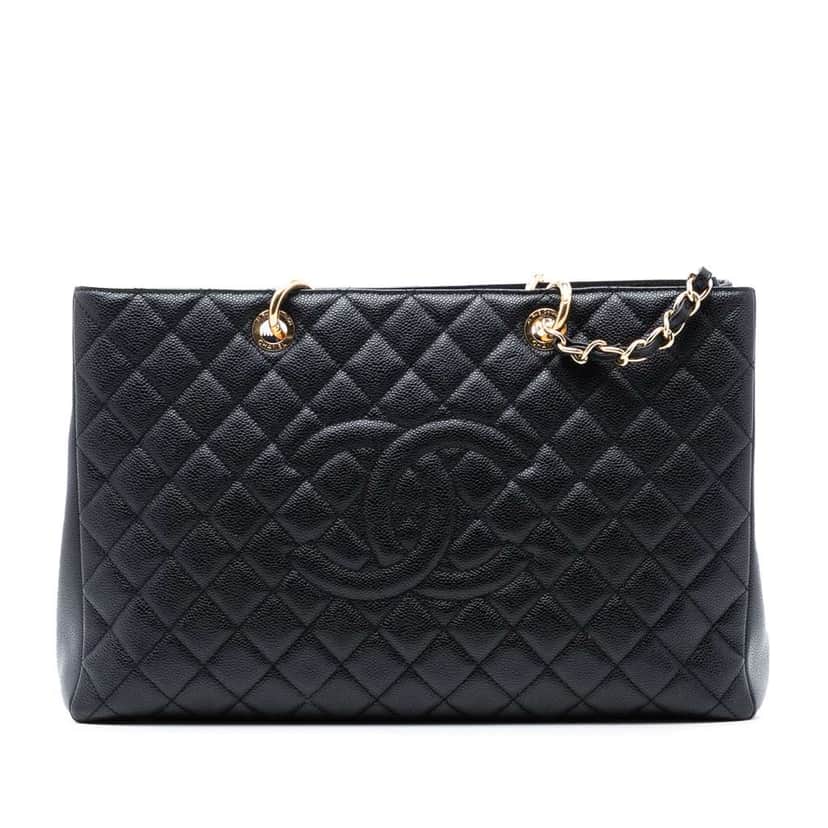 Chanel Caviar Grand Shopping Tote XL Black Leather Good condition - Front View