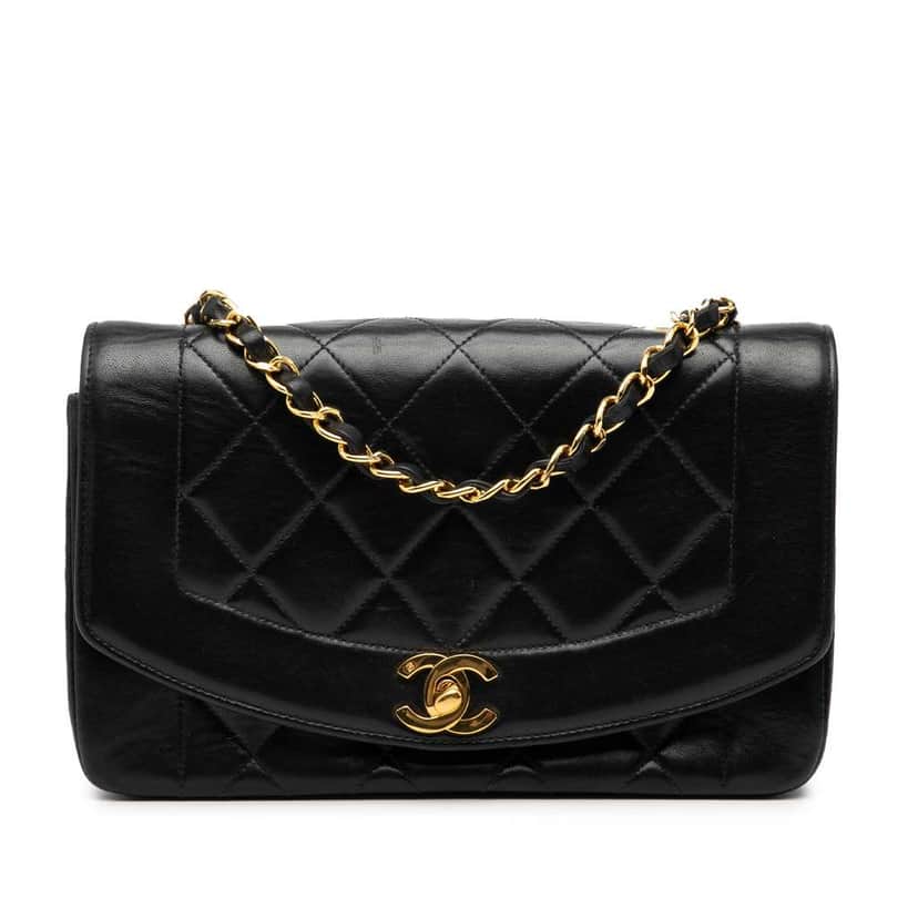 Chanel Small Lambskin Diana Flap Black Leather Good condition - Front View