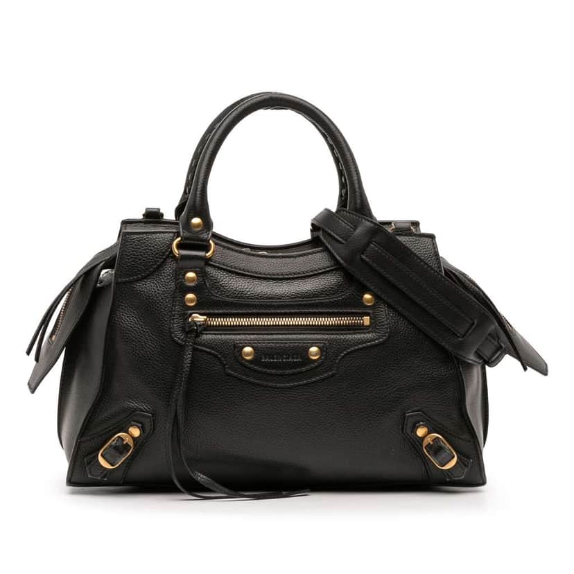 Balenciaga Small Grained Calfskin Motocross Neo Classic City Satchel Black Leather Good condition - Front View
