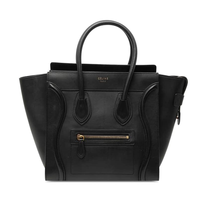 Celine Micro Smooth Calfskin Luggage Tote Black Leather Good condition - Front View