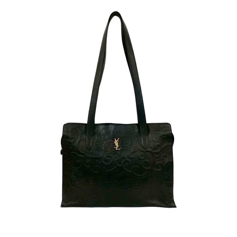 Saint Laurent Arabesque Embossed Leather Tote Black Leather Good condition - Front View