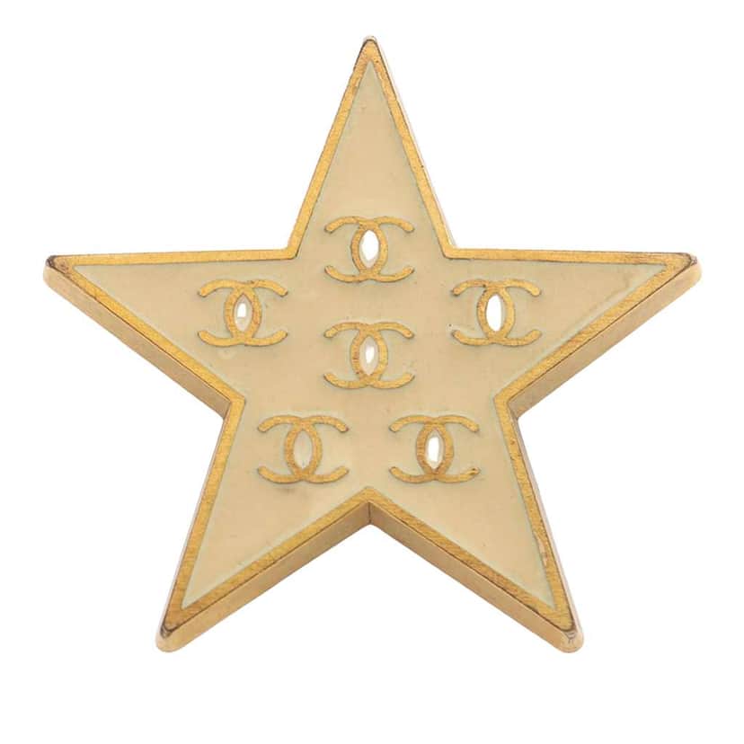 Chanel CC Gold Plated Enamel Star Brooch Gold Metal Good condition - Front View