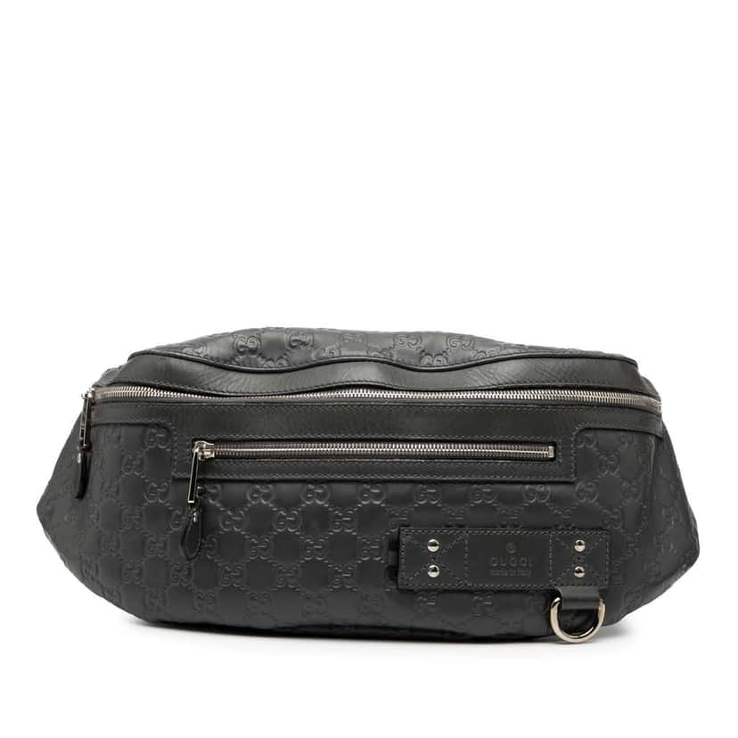 Gucci Guccissima Web Belt Bag Black Leather Good condition - Front View