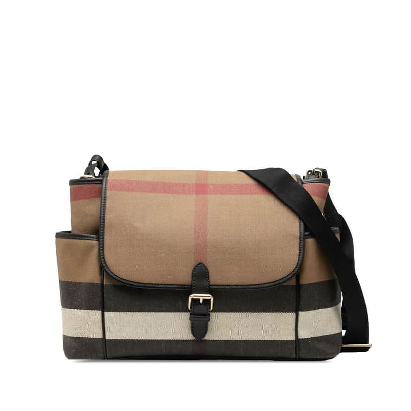 Burberry Mega Check Canvas Diaper Bag Brown Canvas Good condition - Front View