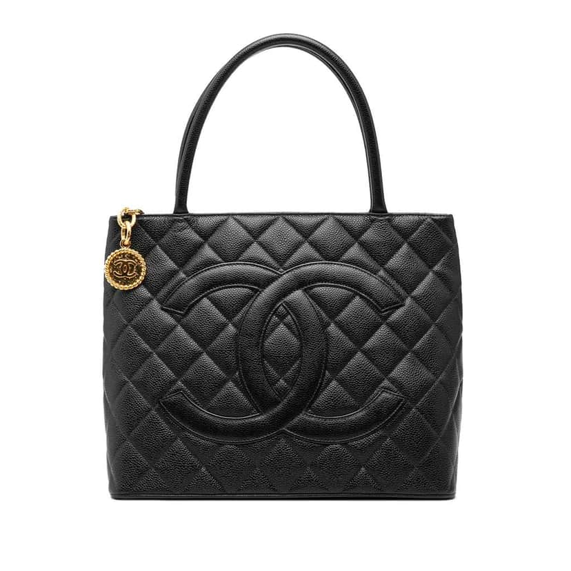 Chanel Caviar Medallion Tote Black Leather Good condition - Front View