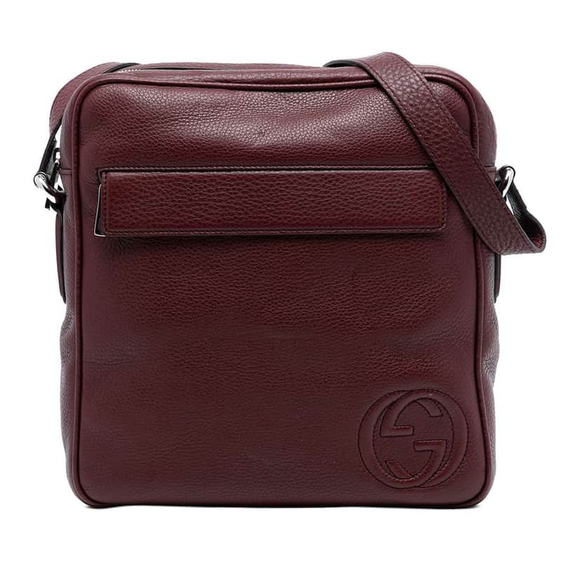 Gucci Medium Pebbled Calfskin Soho Messenger Bag Red Leather Good condition - Front View