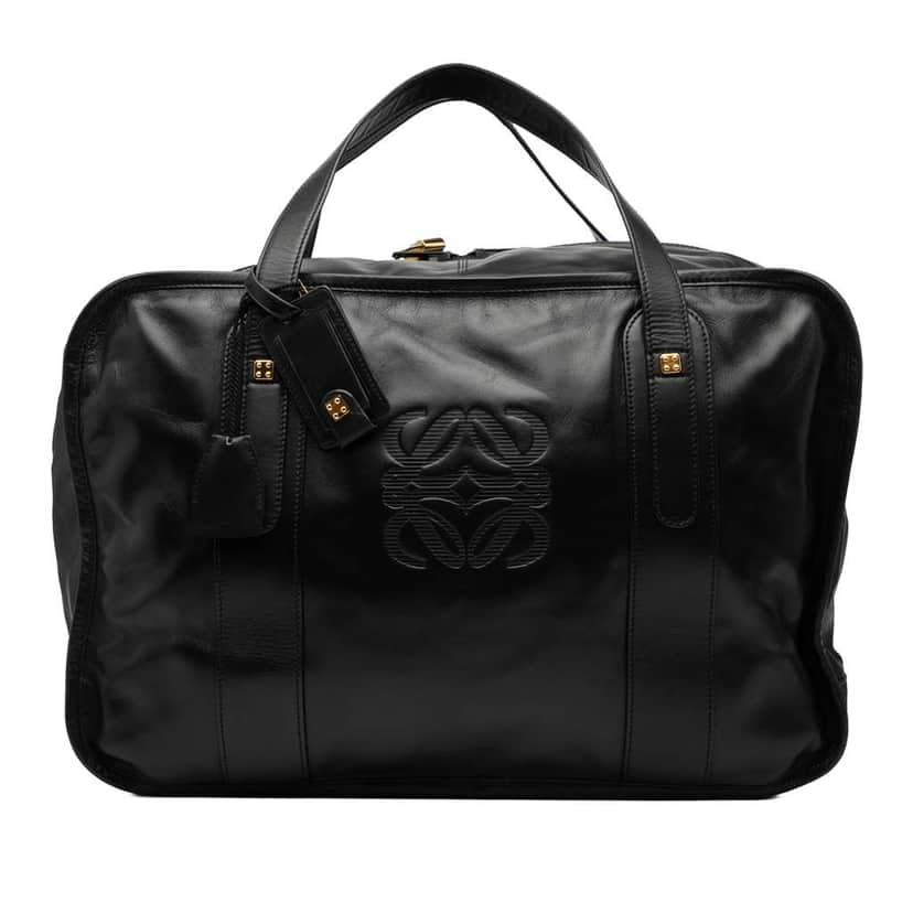 Loewe Lambskin Anagram Handbag Black Leather Good condition - Front View