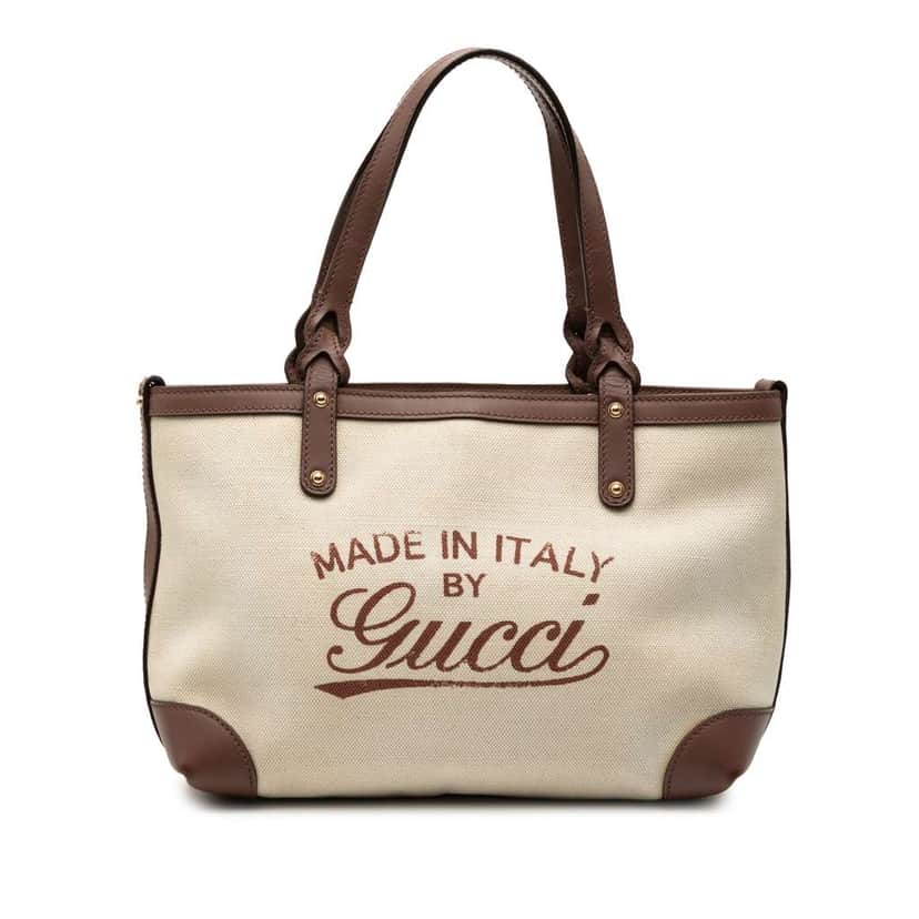 Gucci Small Canvas Logo Craft Tote Brown Canvas Very good condition - Front View